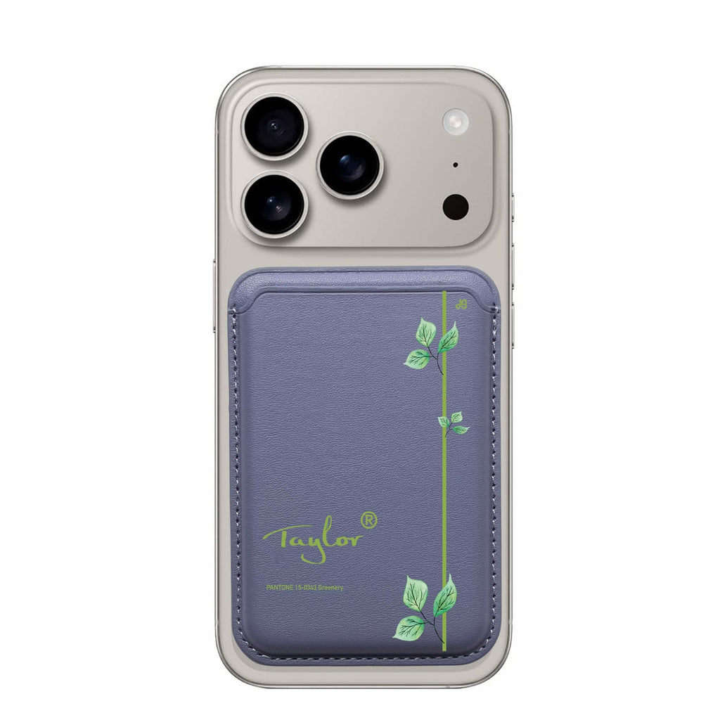 #15-0343 Greenery II custom name MagSafe wallet for iPhone, personalized magnetic card holder, main view