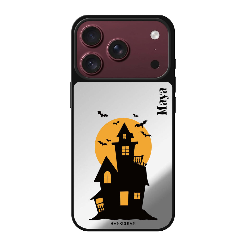Moonlit Haunted House personalized name halloween ghost moon celestial iPhone 18 Pro Max mirror case