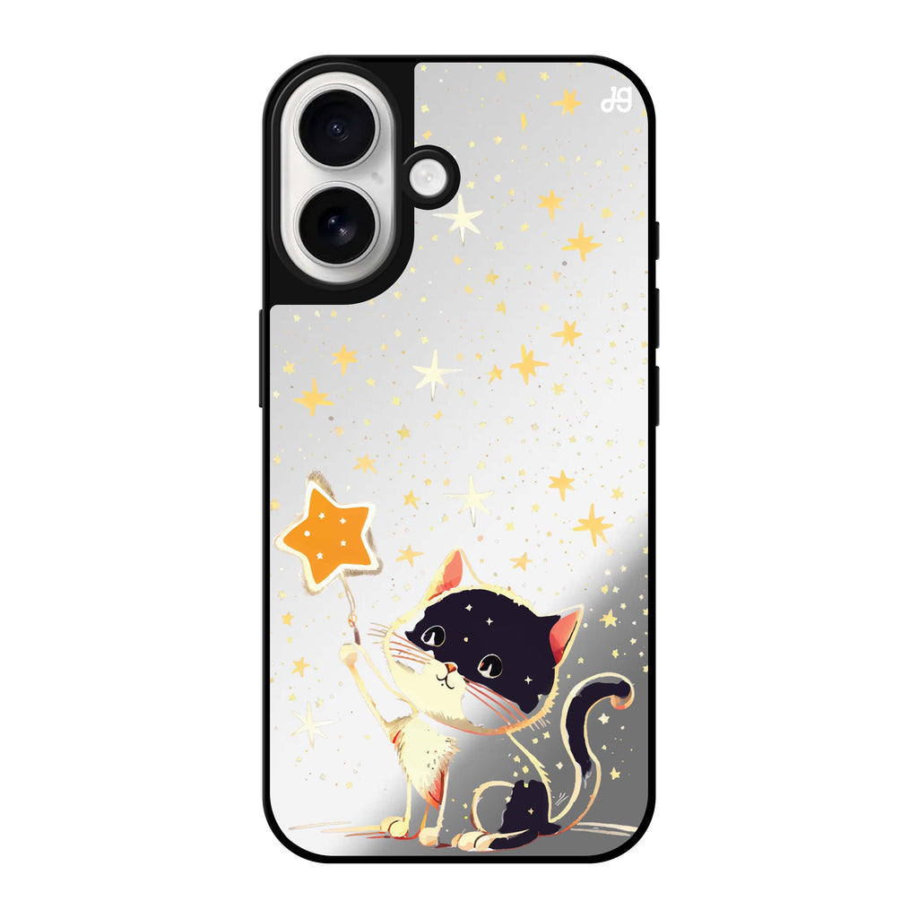 Reflective iPhone 16 Mirror Case –Cat & Star Design
