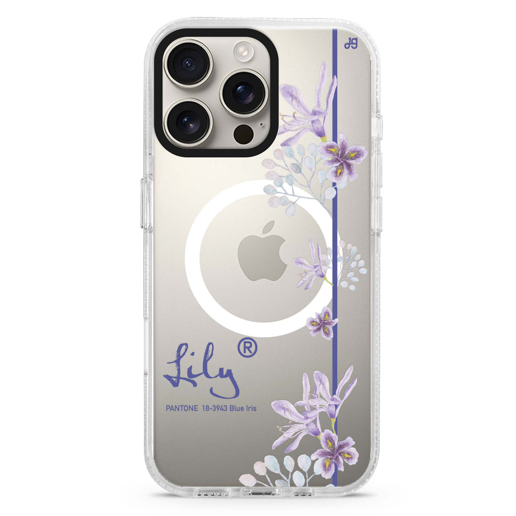 #18-3943 Blue Iris II MagSafe Compatible iPhone 16 Pro Ultra Clear Case - Personalized and Stylish Protection