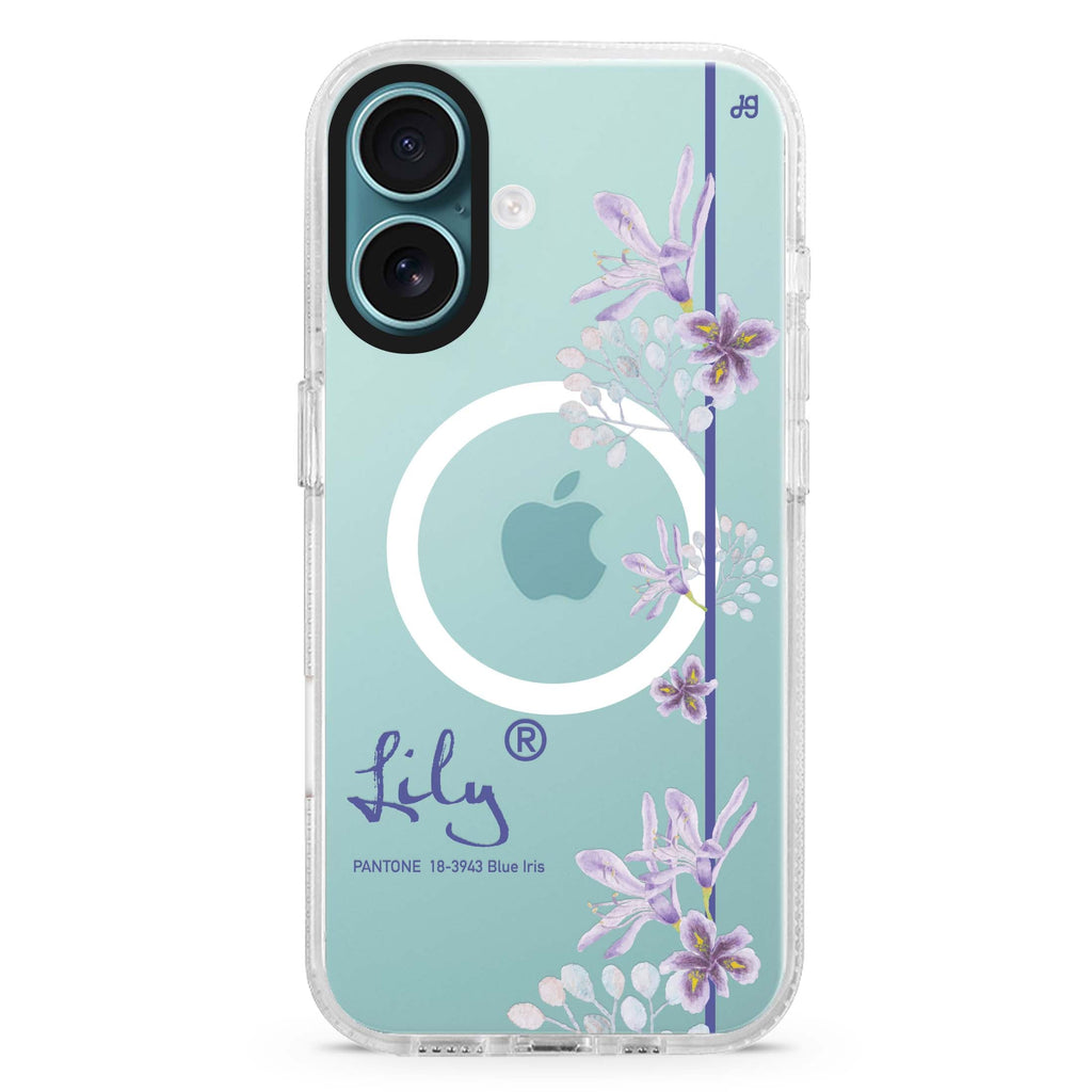 #18-3943 Blue Iris II MagSafe Compatible iPhone 16 Ultra Clear Case - Personalized and Stylish Protection