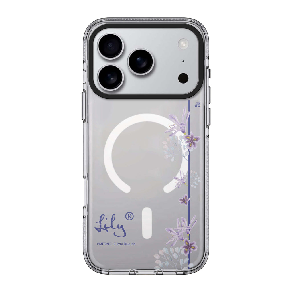 Blue Iris II personalized name blue flower floral iPhone 17 Pro Max ultra clear case