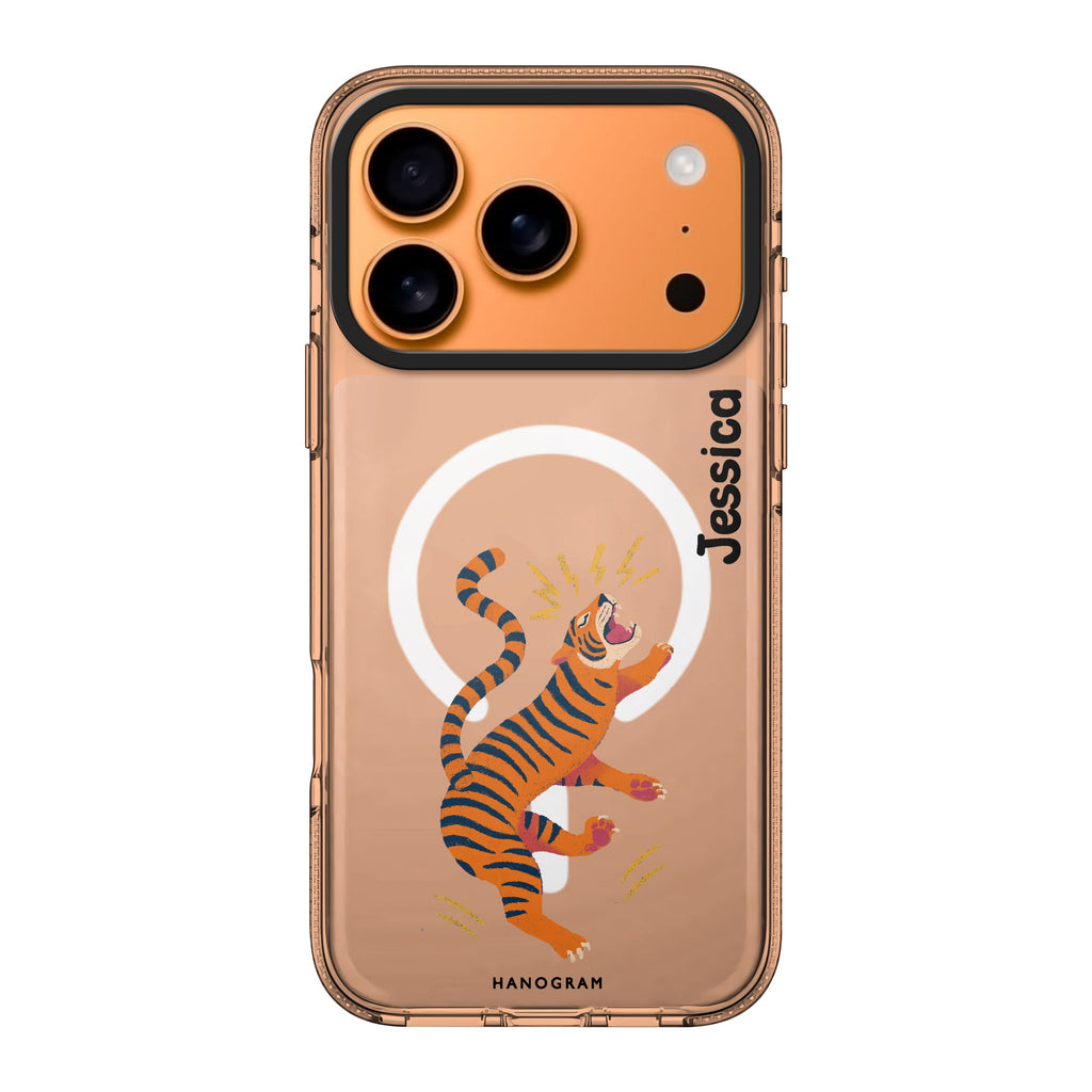 Roar in Motion personalized name graphic iPhone 17 Pro Max ultra clear case