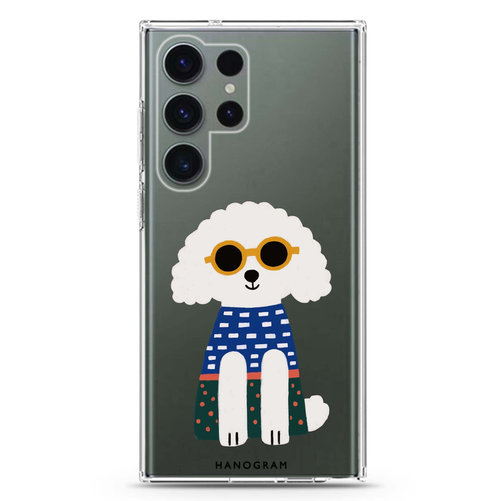 Poodle Peace Vibes Samsung Galaxy S26/S25/S24/S23/S22 Ultra ultra clear case, transparent design, main view