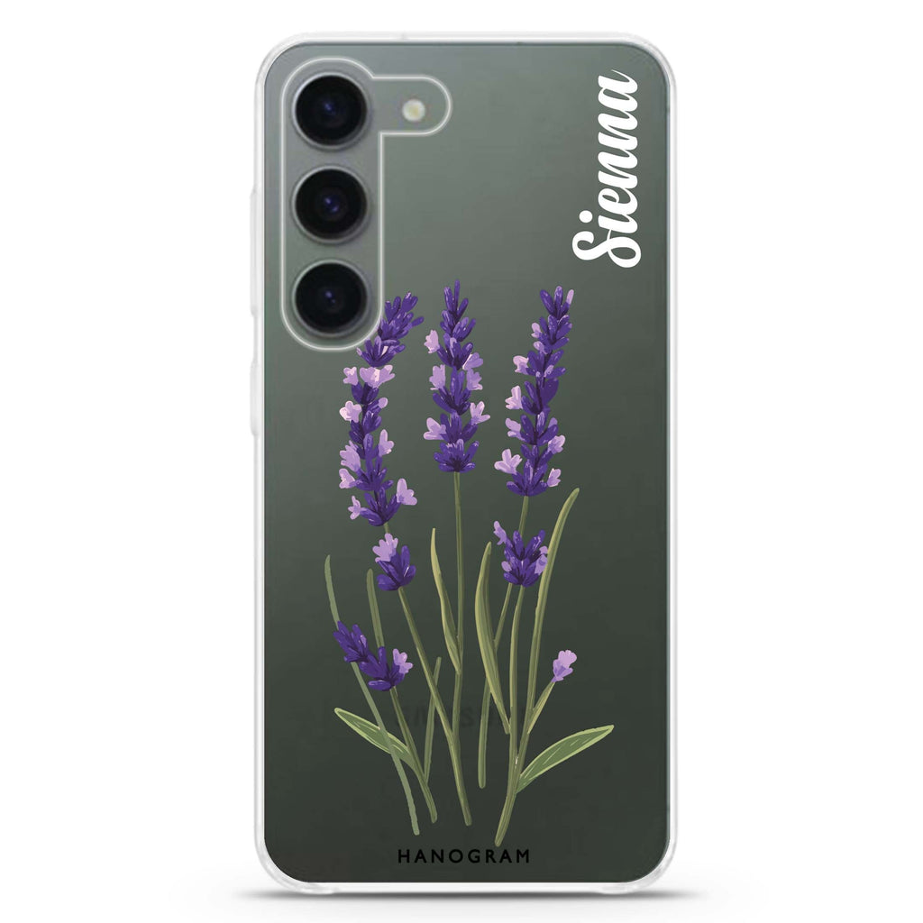 Lavender Palette personalized ultra-clear case for Samsung Galaxy S23/S22, front view