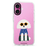 Poodle Peace Vibes iPhone 16 and 16 Plus ultra clear case, transparent dog artwork, front product view