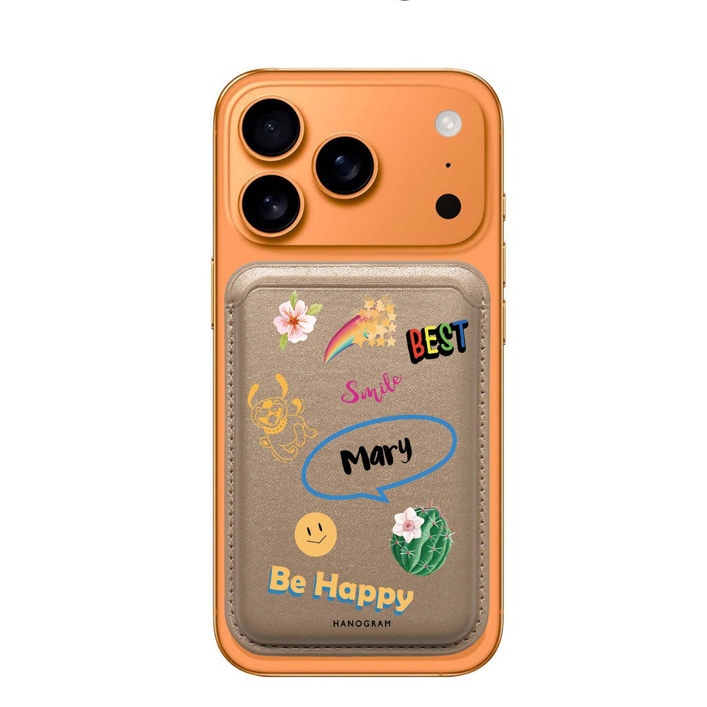 Positive Sticker custom name MagSafe wallet for iPhone, personalized magnetic card holder, main view