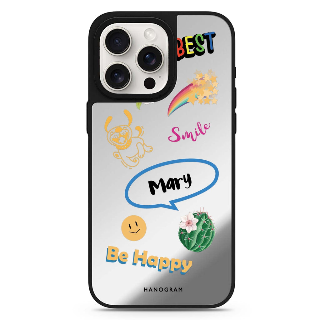 Positive Sticker personalized name MagSafe mirror case for iPhone 16/15/14 Pro Max and Pro, main view