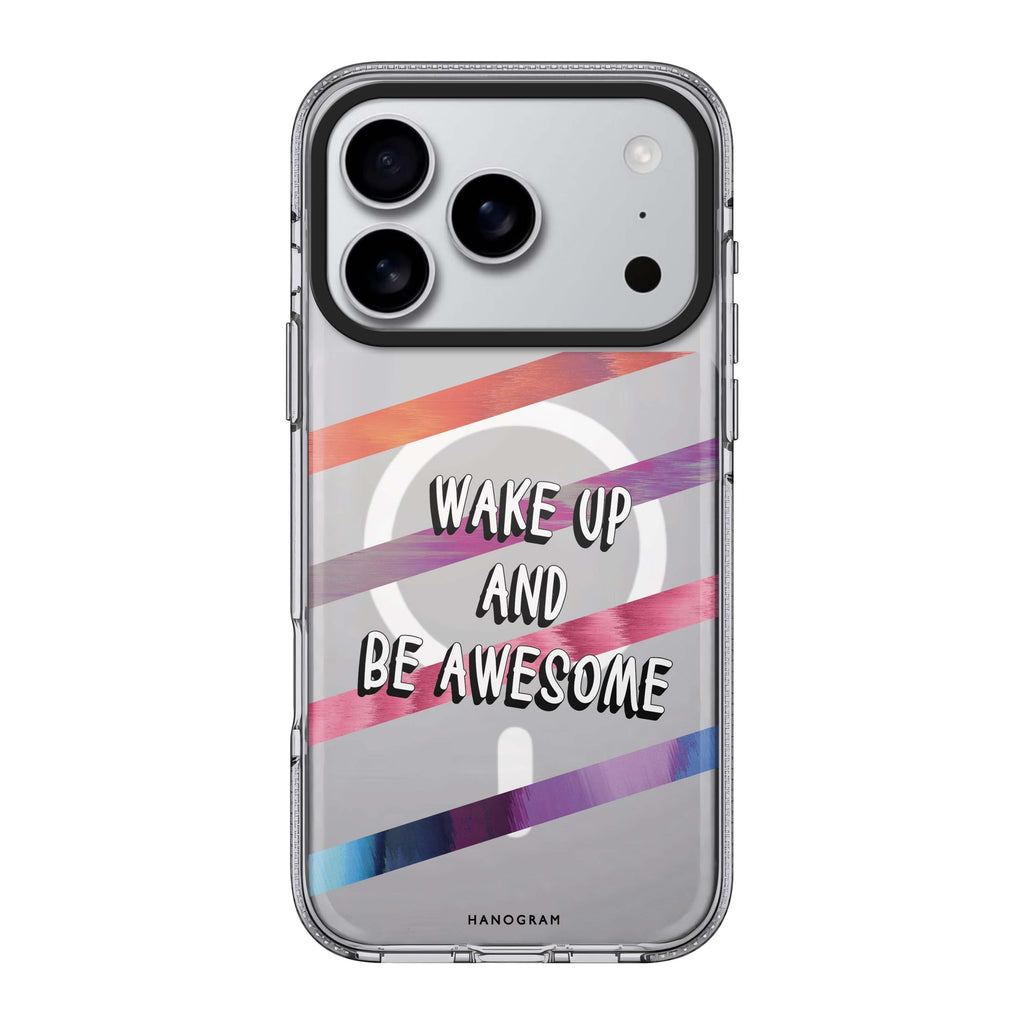 Wake up typography iPhone 17 Pro Max ultra clear case