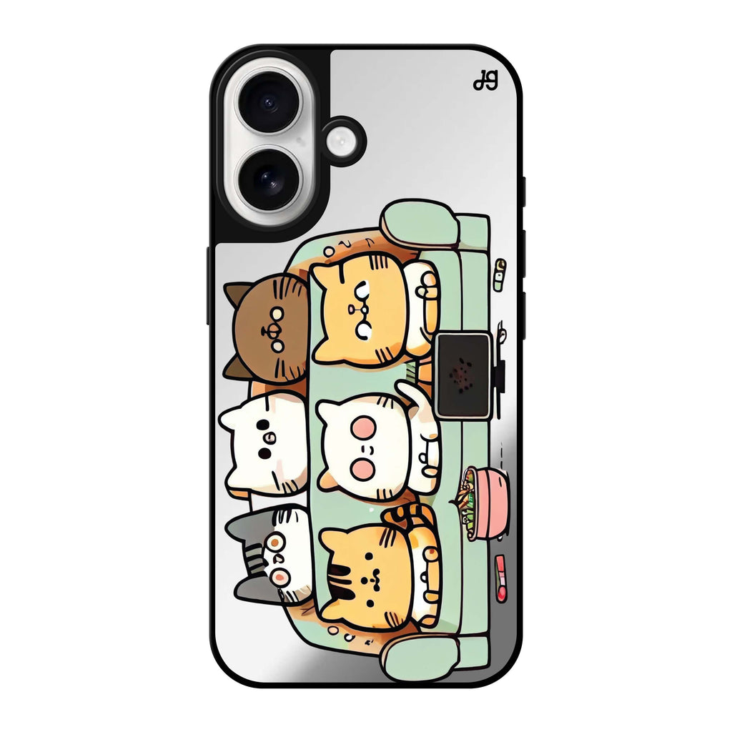 Reflective iPhone 16 Mirror Case –TV Cats Design