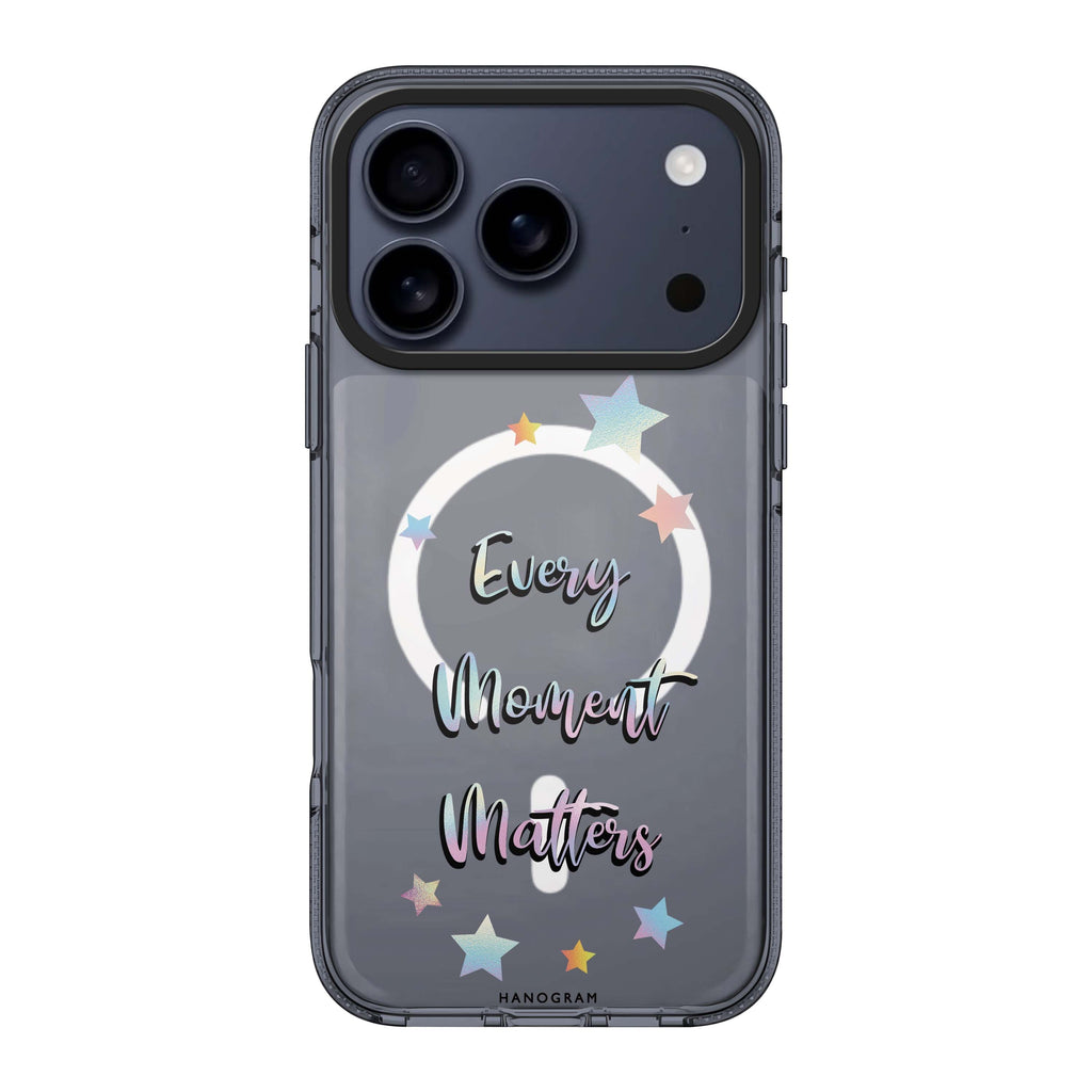 Every moment matters typography iPhone 17 Pro Max ultra clear case