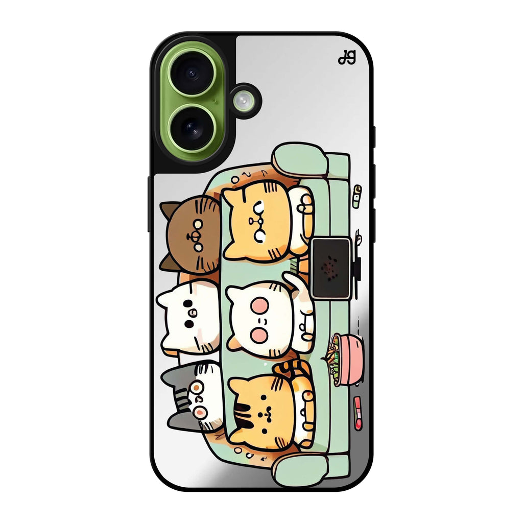 Reflective iPhone 16 Mirror Case –TV Cats Design