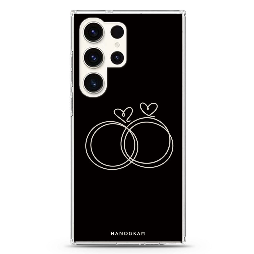 Silver Heartloops Samsung Galaxy Ultra Clear Case — front view