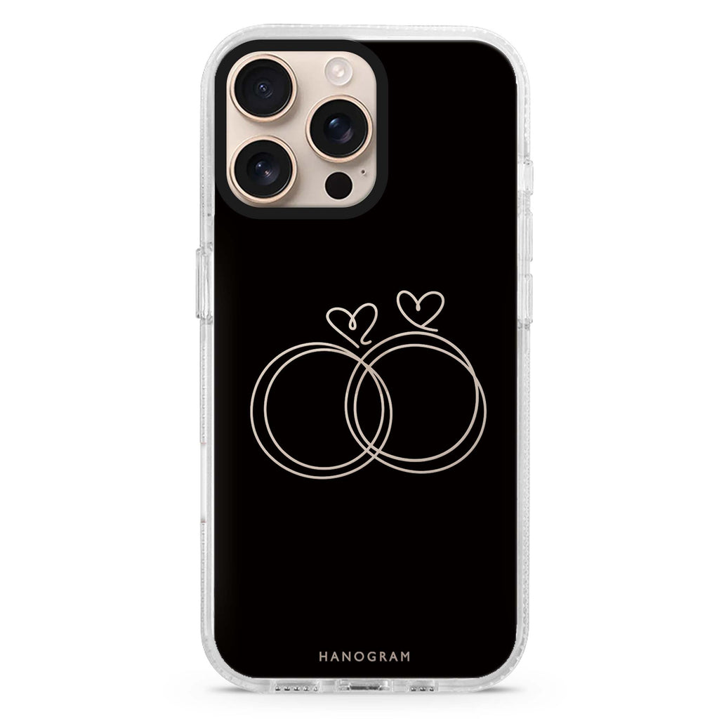 Silver Heartloops iPhone 16 Pro Max Ultra Clear Case - front view