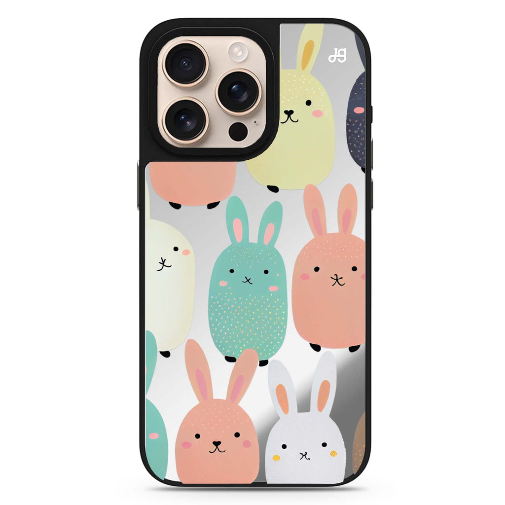 Cute Bunny animal design iPhone 16/15/14 Pro Max & Pro mirror case