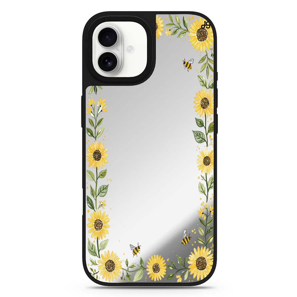 Honeybee Sunflower Border iPhone 17 Mirror Case - View 1