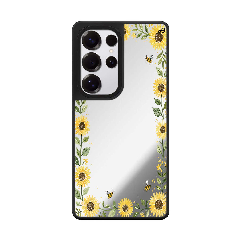 Honeybee Sunflower Border Samsung Galaxy Mirror Case - image 1
