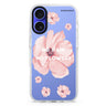 No rain No flowers iPhone 16 and 16 Plus ultra clear case, transparent floral artwork, front product view