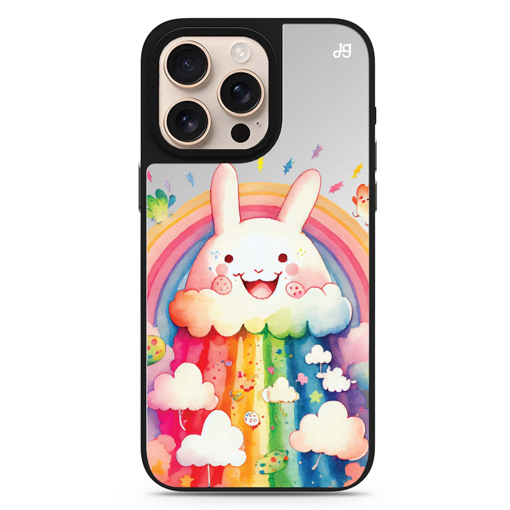 Rainbow Bunny animal design iPhone 16/15/14 Pro Max & Pro mirror case