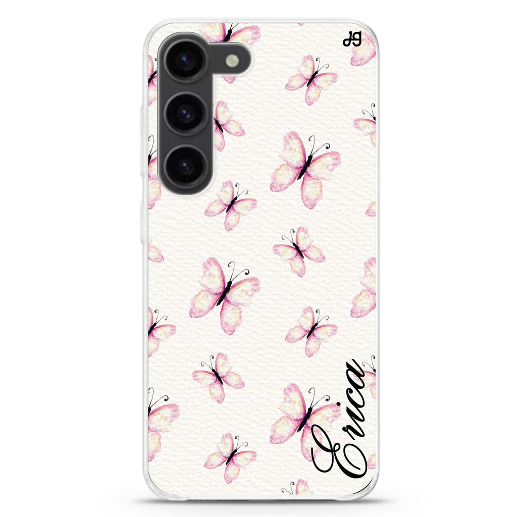 Vintage Butterfly personalized ultra-clear case for Samsung Galaxy S23/S22, front view