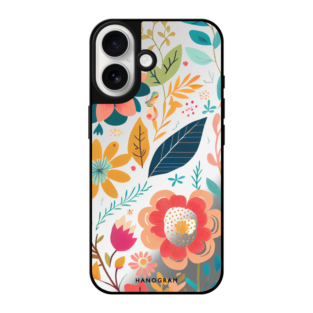 Reflective iPhone 16 Mirror Case –Pretty Florals Design