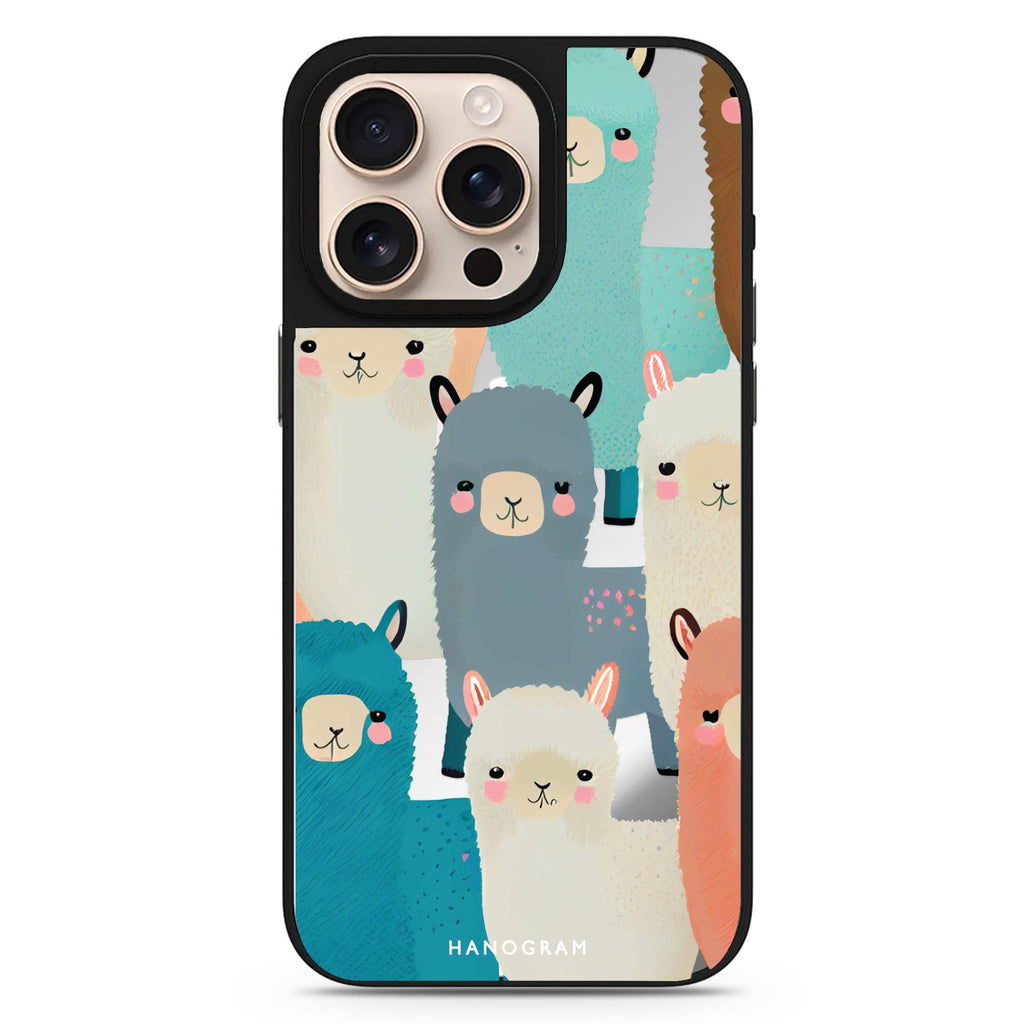 Cute Alpaca animal design iPhone 16/15/14 Pro Max & Pro mirror case