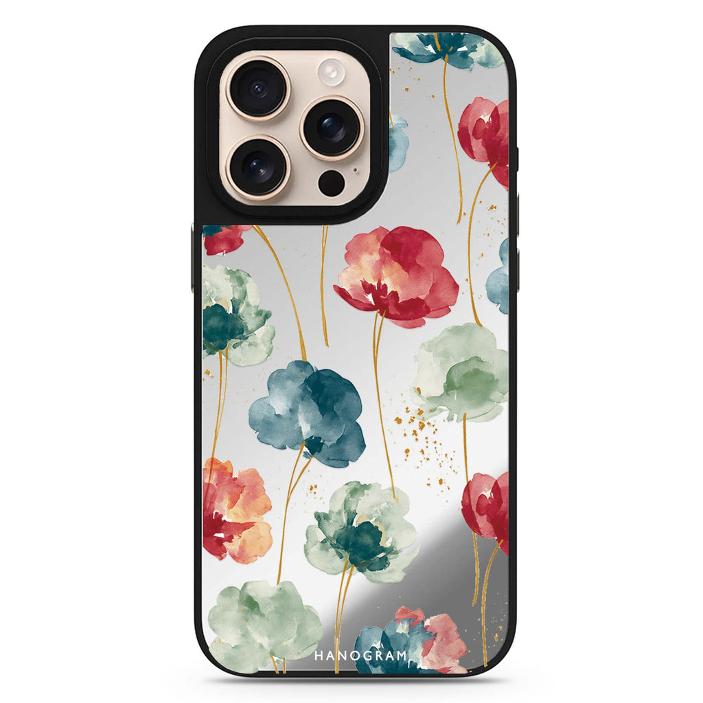 Jewel Petals on Golden Stems MagSafe Compatible Mirror Case – design view 1
