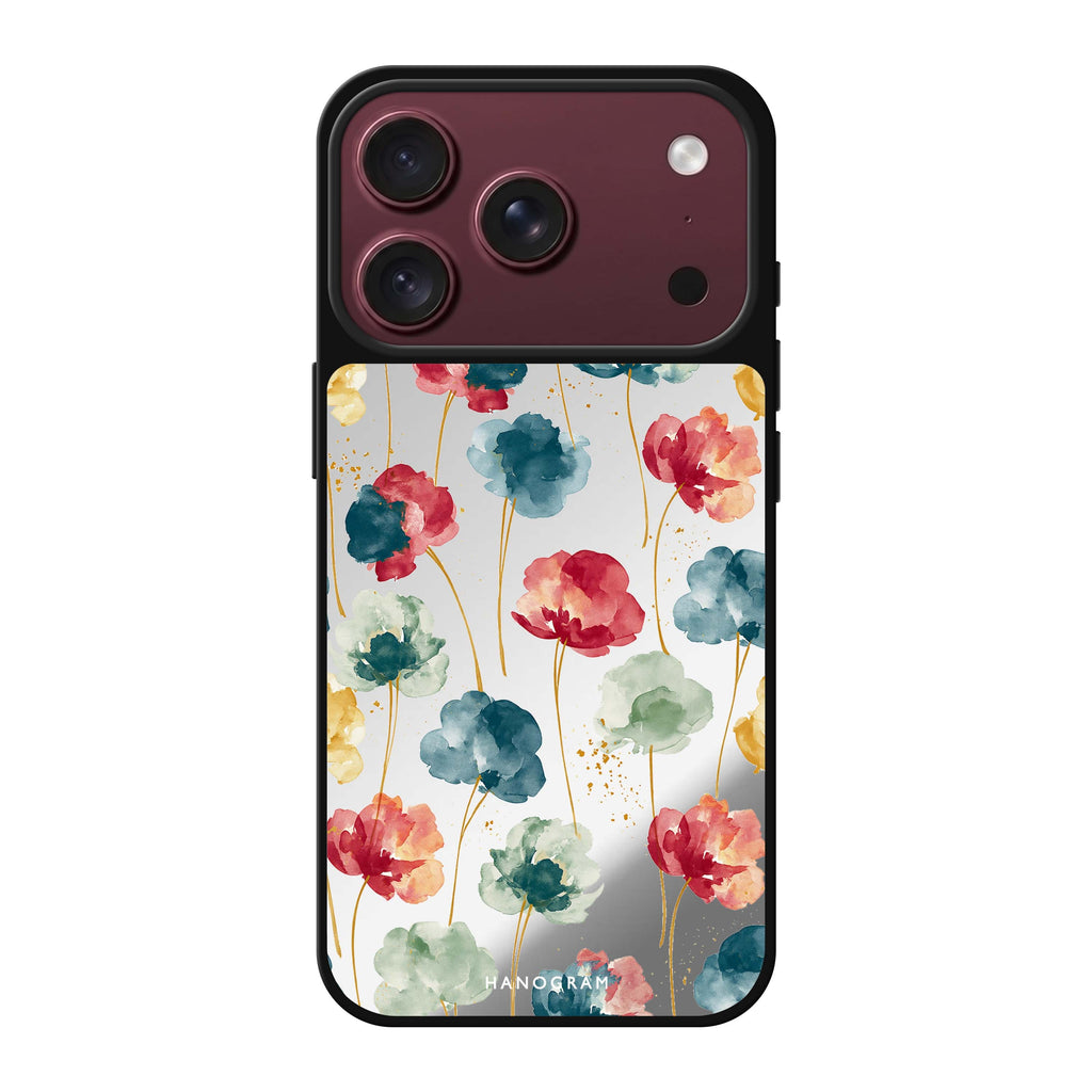 Jewel Petals on Golden Stems iPhone 18 Pro Max Mirror Case - design view 1