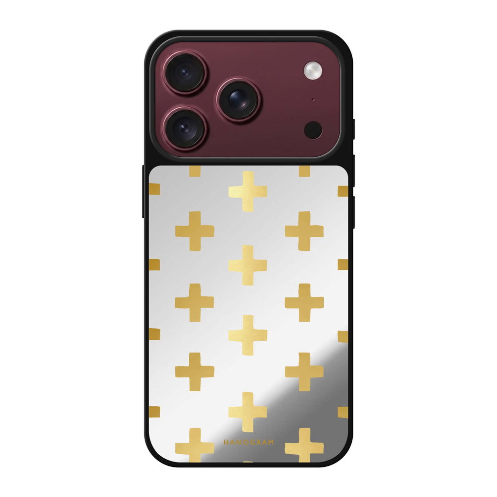 Gold Grid gold pattern geometric iPhone 18 Pro Max mirror case
