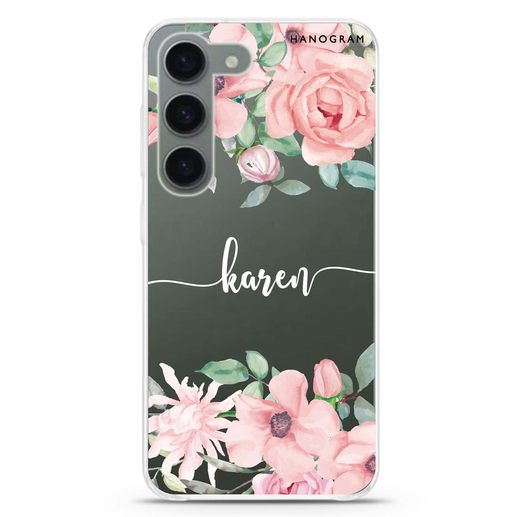 Forever Love Rose personalized ultra-clear case for Samsung Galaxy S23/S22, front view