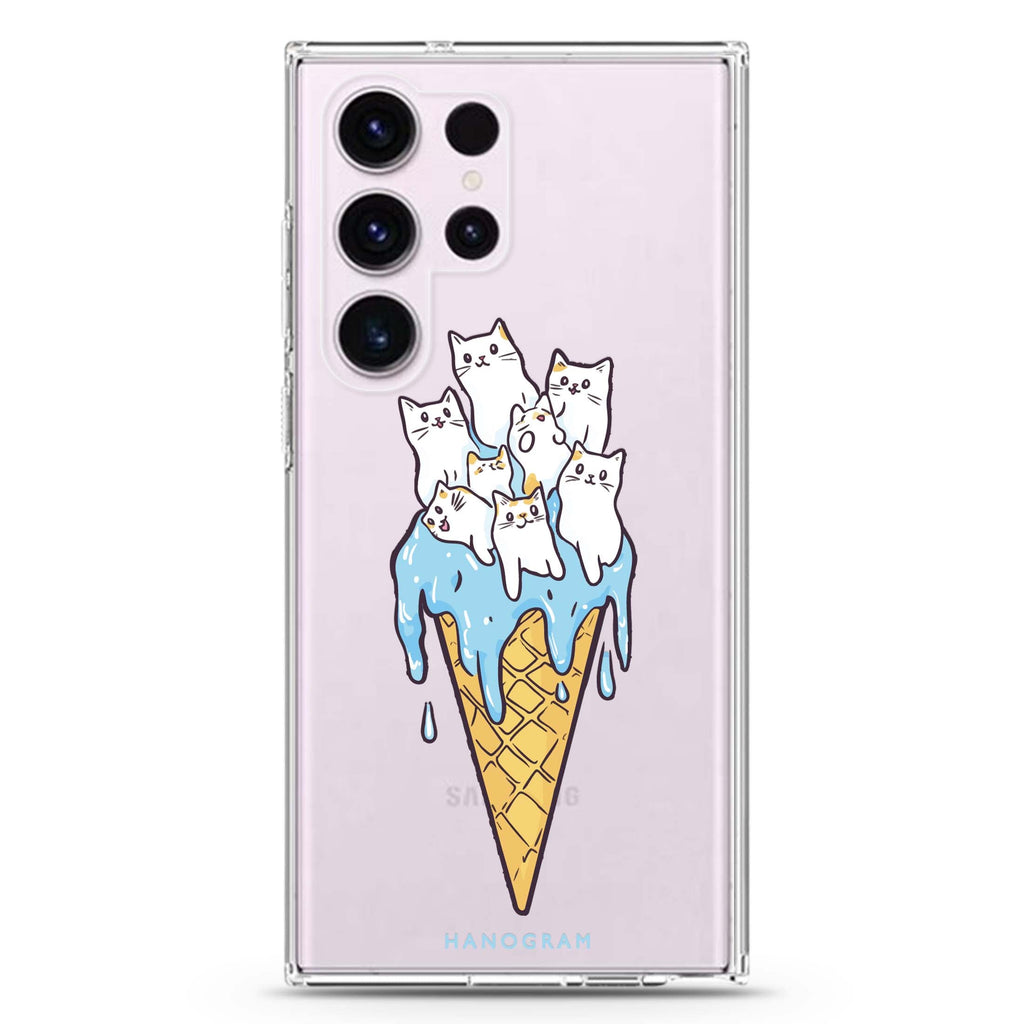 Meow Melt Samsung Galaxy S26/S25/S24/S23/S22 Ultra ultra clear case, transparent design, main view