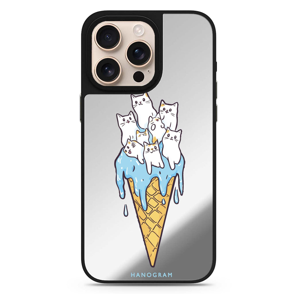 Meow Melt cat design iPhone 16/15/14 Pro Max & Pro mirror case
