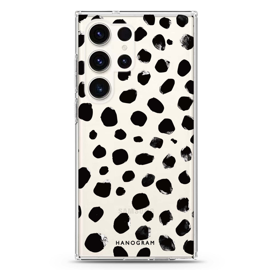Classic Dalmatian Spots Samsung Galaxy S26/S25/S24/S23/S22 Ultra ultra clear case, transparent design, main view