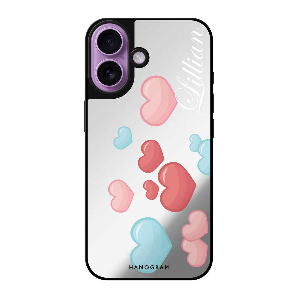 Reflective iPhone 16 Mirror Case –Full Love Design