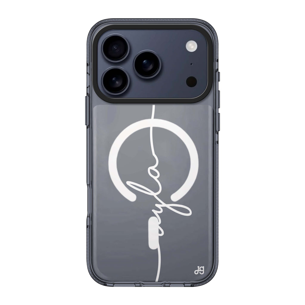 Vertical Handwritten personalized name typography iPhone 17 Pro Max ultra clear case