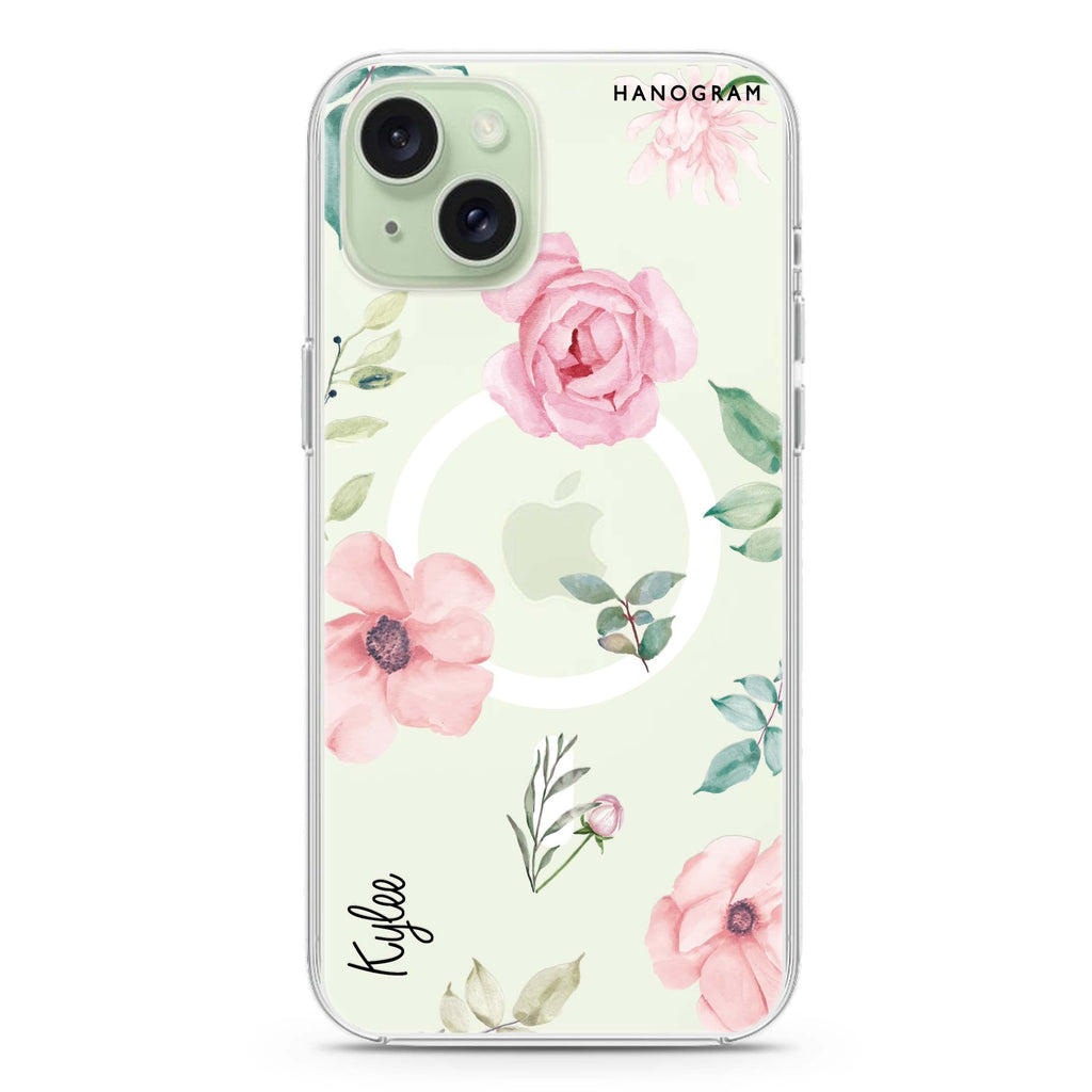 Rose Flower iPhone 15 Plus MagSafe Compatible Ultra Clear Case