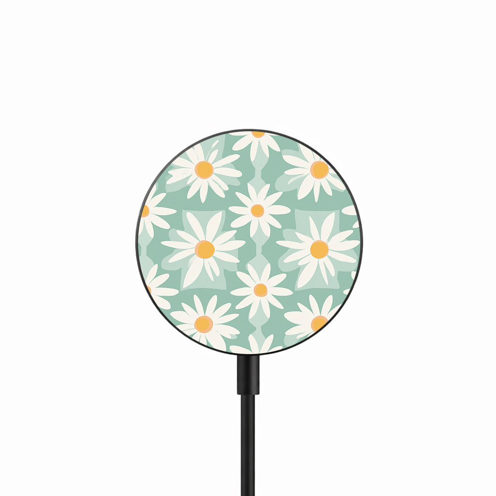 Mint Daisy Tile 25W Qi2.2 magnetic wireless charger front view