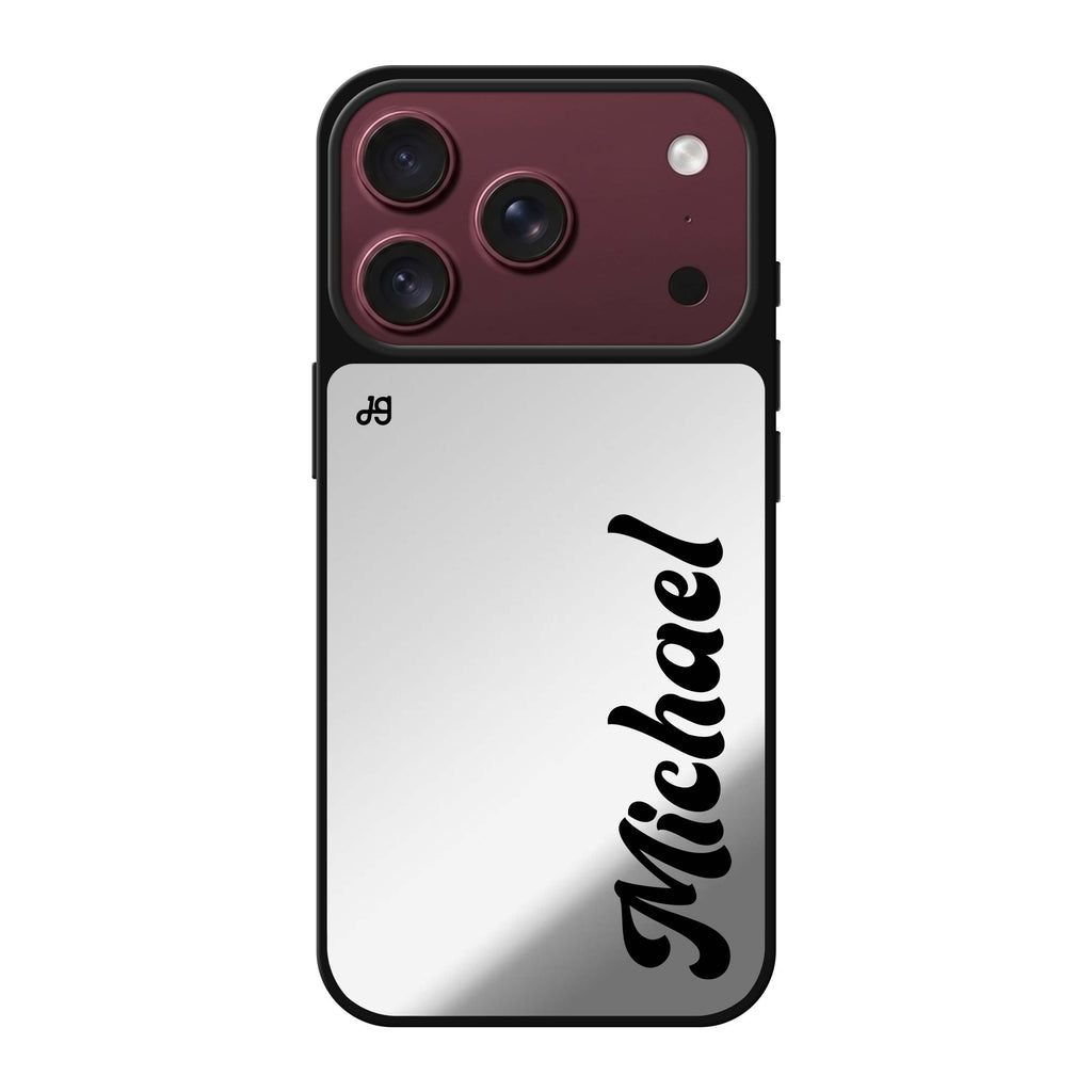 Modern Nameplate personalized name typography iPhone 18 Pro Max mirror case