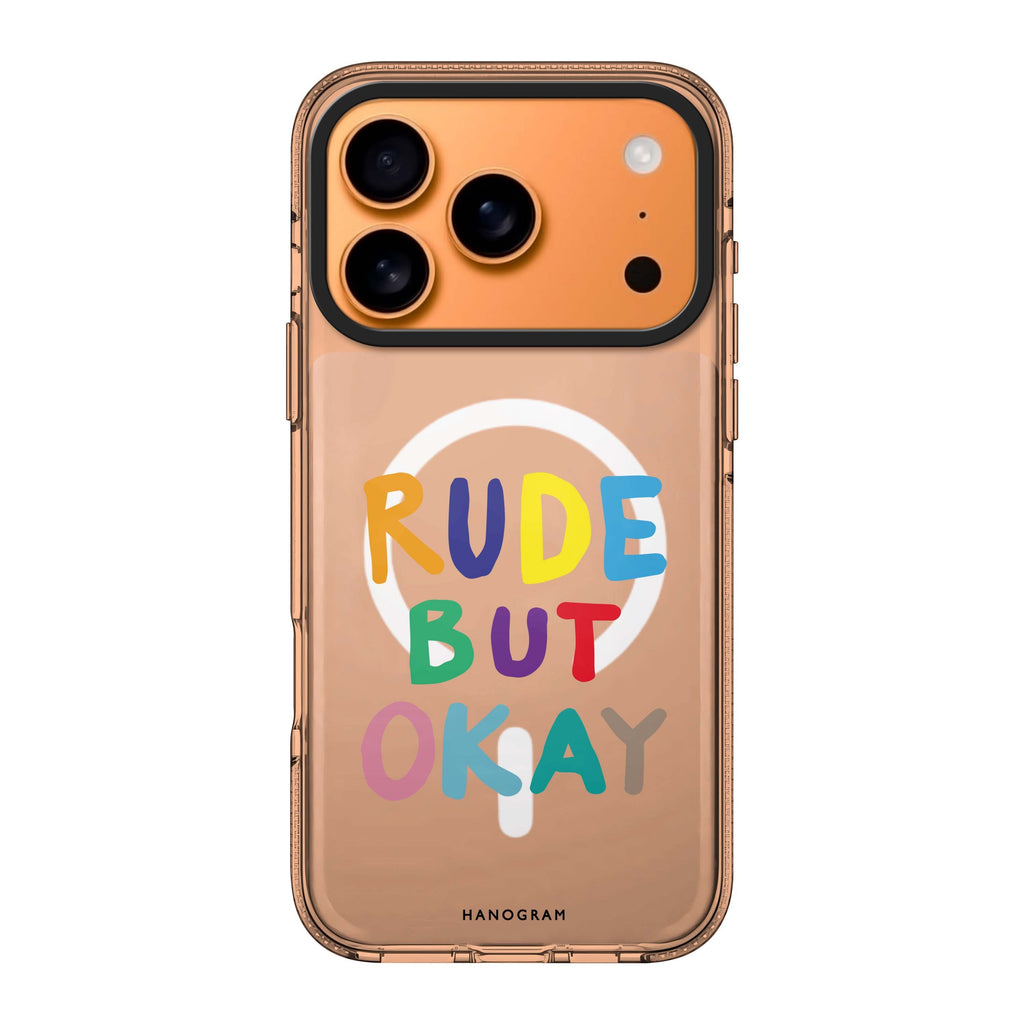 Rude but OKAY typography iPhone 17 Pro Max ultra clear case
