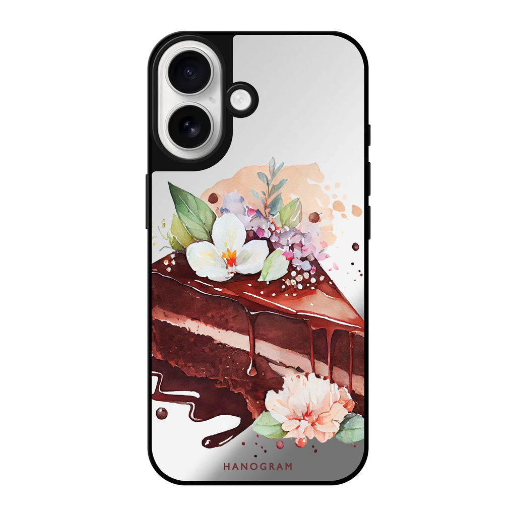 Reflective iPhone 16 Mirror Case –Floral Cake Design