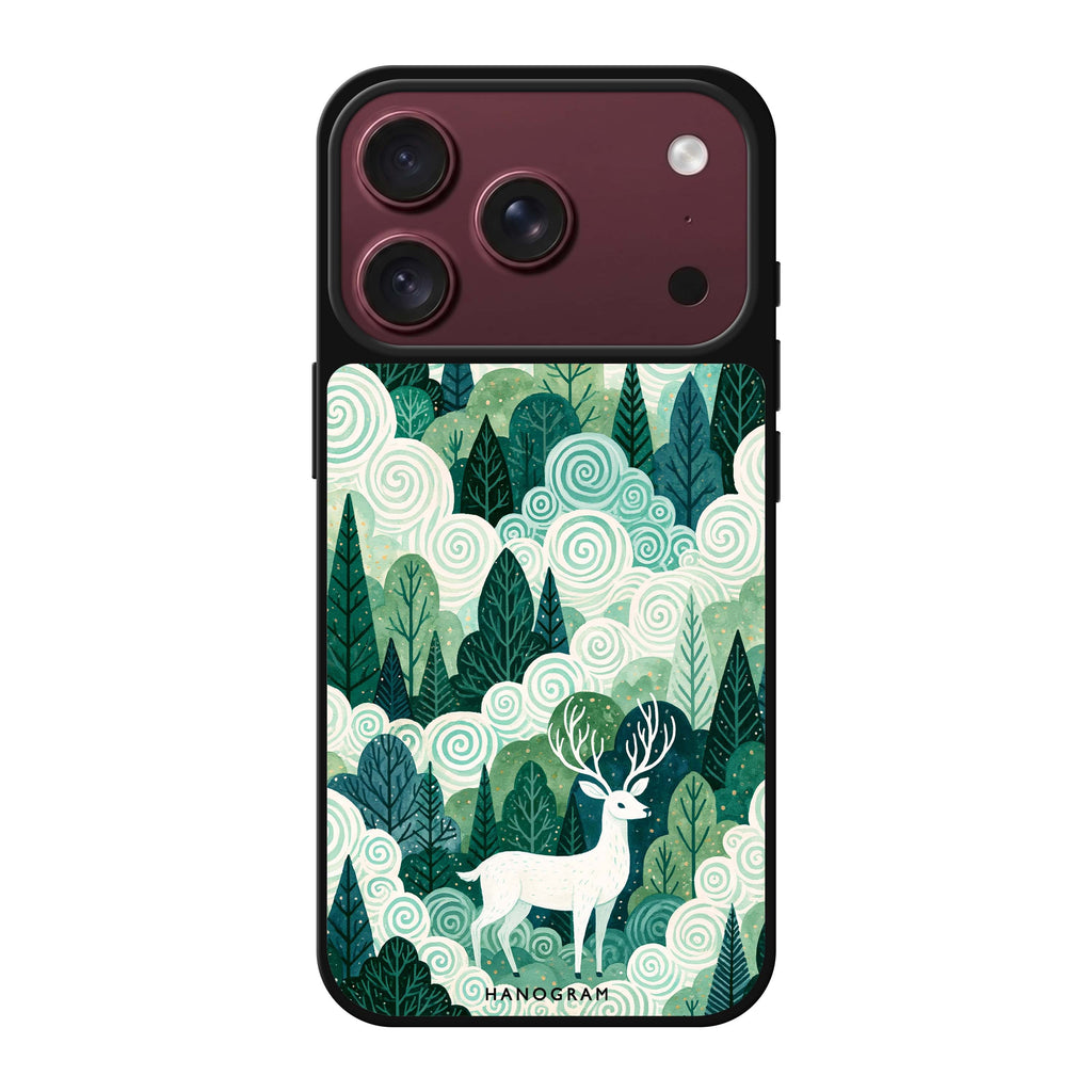 Spiralwood White Stag iPhone 18 Pro Max Mirror Case - design view 1