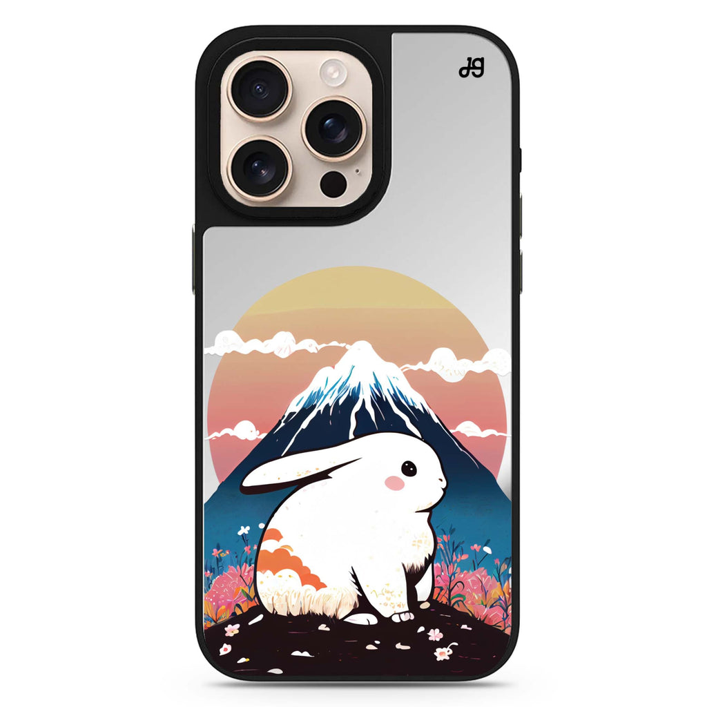 Travel Rabbit animal design iPhone 16/15/14 Pro Max & Pro mirror case