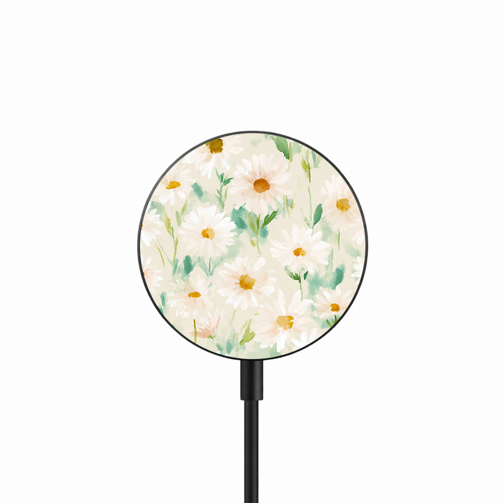 Soft Daisy Meadow 25W Qi2.2 magnetic wireless charger front view