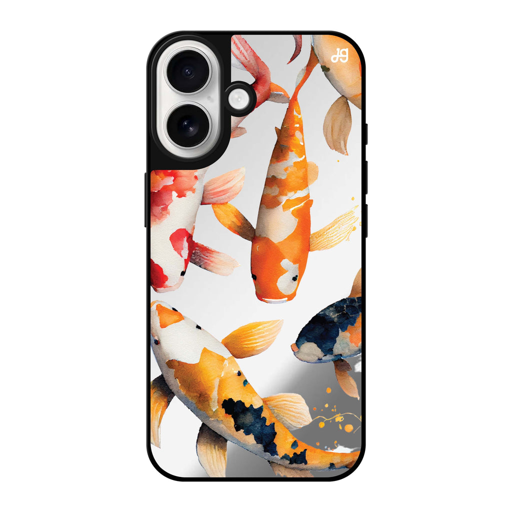 Reflective iPhone 16 Mirror Case –Koi fish Design
