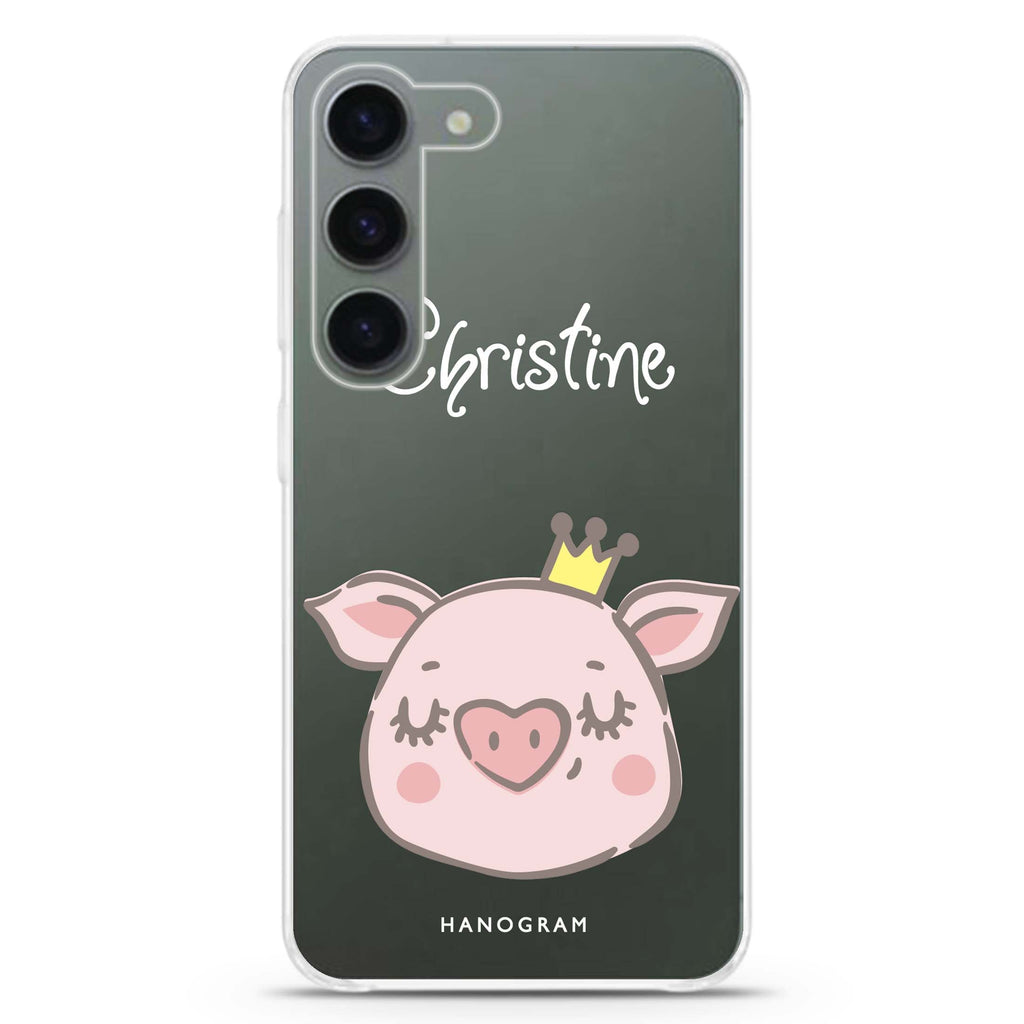 Piggy Queen personalized ultra-clear case for Samsung Galaxy S23/S22, front view
