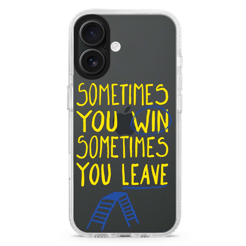 Sometimes iPhone 16 and 16 Plus ultra clear case, transparent graphic artwork, front product view