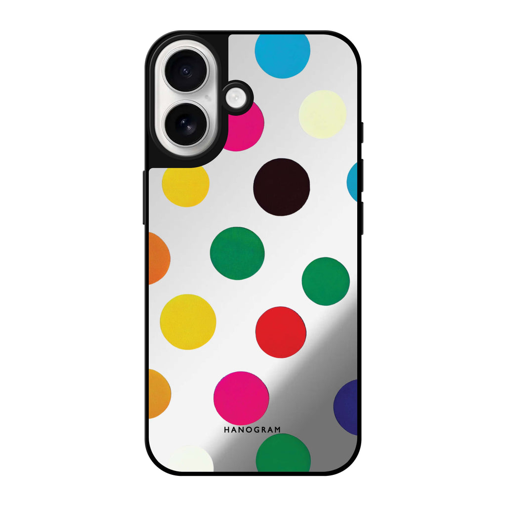 Reflective iPhone 16 Mirror Case –Polka Dot Pattern Design