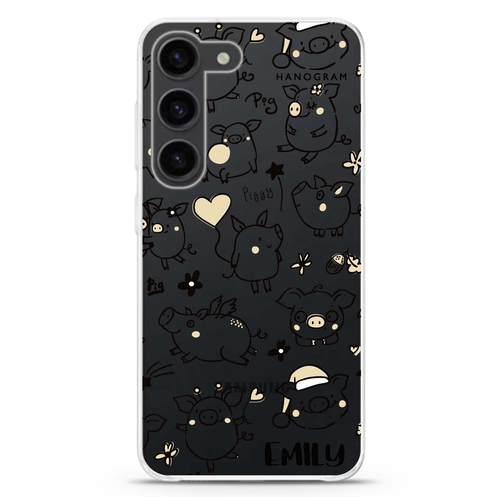 Lovely Piggy personalized ultra-clear case for Samsung Galaxy S23/S22, front view