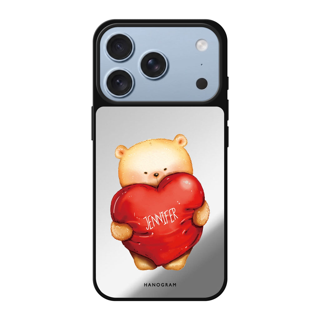 Bear Hug personalized name bear animal iPhone 18 Pro Max mirror case