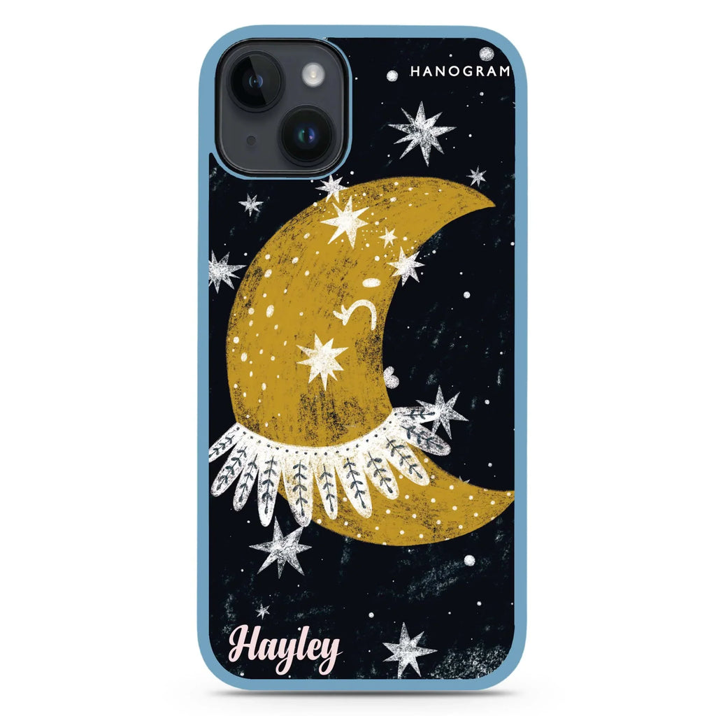Cute Half Moon iPhone 15 Plus Impact Guard Bumper Case